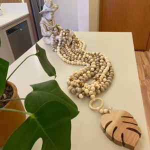 Colar Decorativo de Mesa Madeira Costela de Adão – 10 Camadas | 1,20m