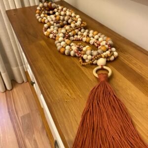 Colar Decorativo de Mesa Madeira Multicolor – 10 Camadas | 1,20m