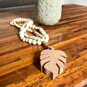 Colar Decorativo de Mesa Madeira Costela de Adão – 6 Camadas | 60cm